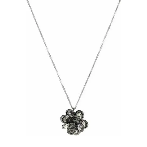 Kate Spade Jeweled Rosette Silver Plated Brass CZ Crystals Pendant Necklace New