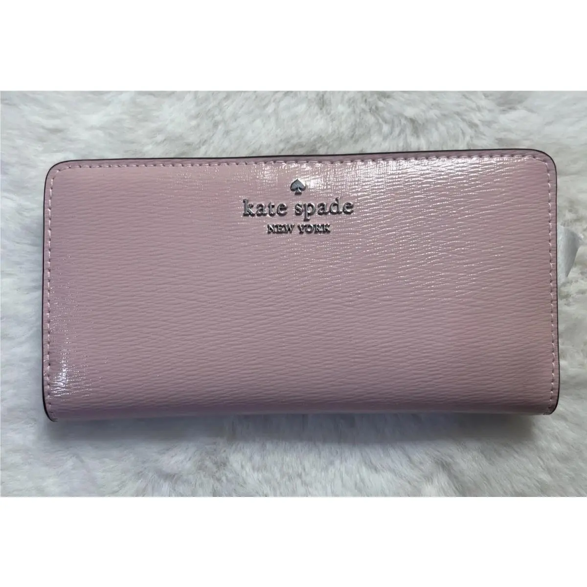 New Kate Spade Madison Textured Large Slim Bifold Wallet Tutu Pink Gift