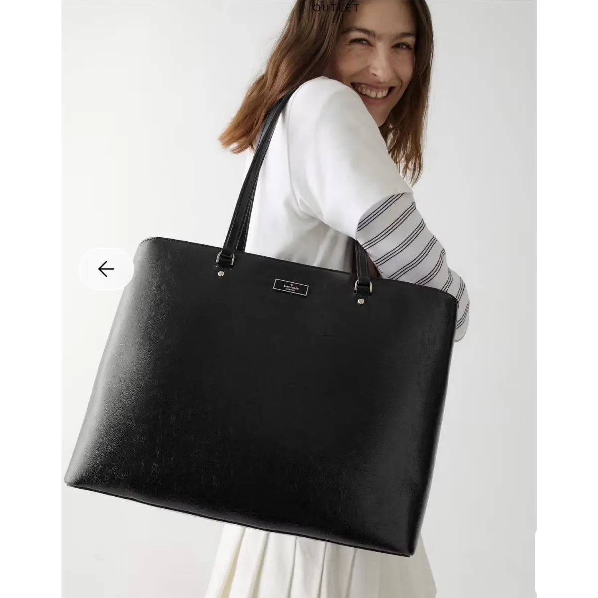 Kate Spadebridget Crinkle Patent Black Large Tote New