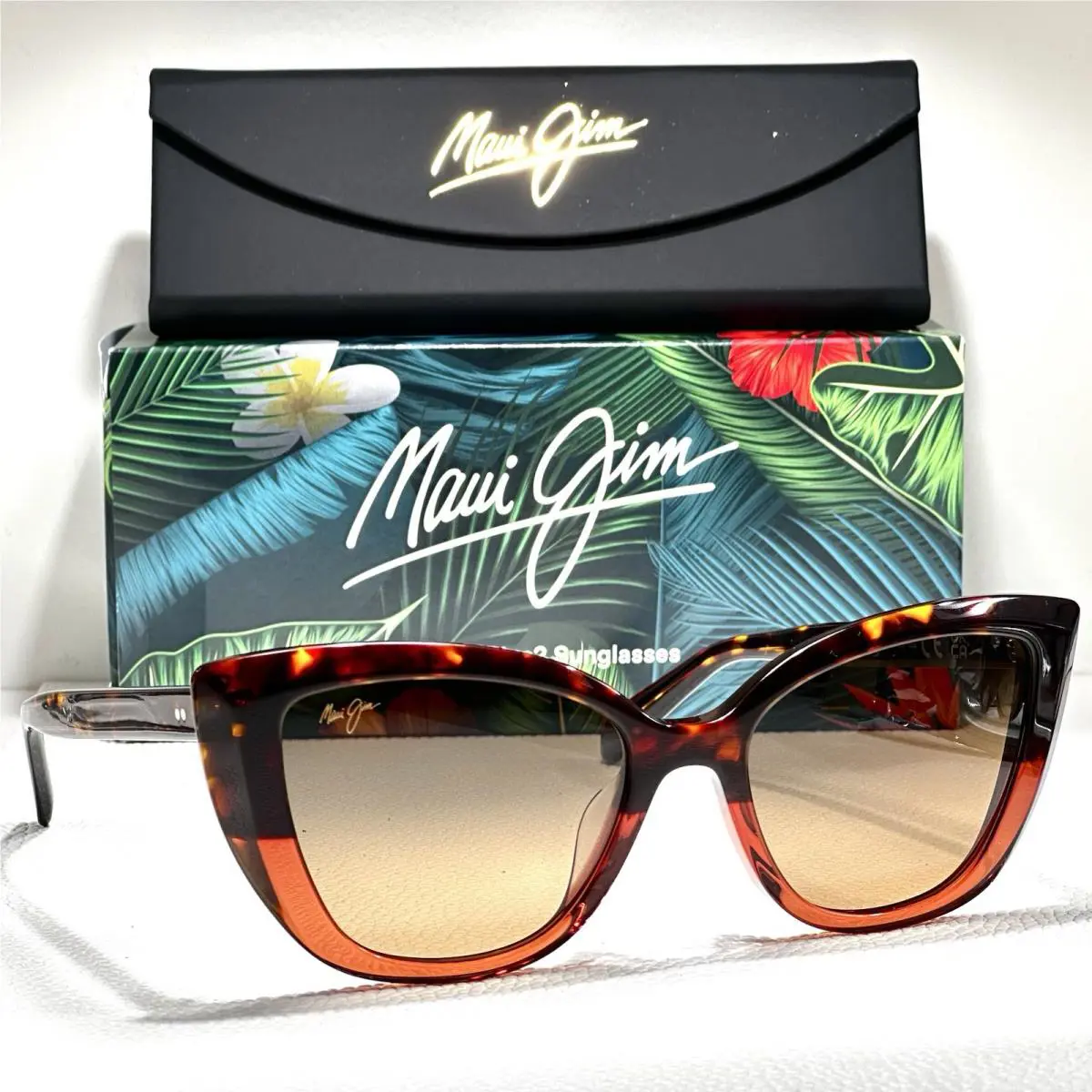 Maui Jim Blossom Brown Tortoise Two Tone Cat Eye Sunglasses 892-10