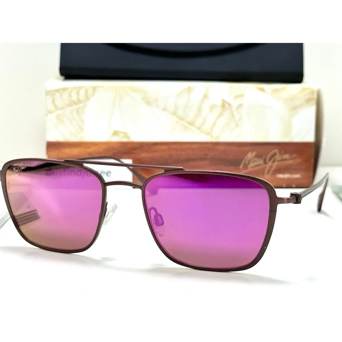 Maui Jim Ebb Flow MJ542-07M Matte Burgundy Titanium W/ Pink Polarized Mirror