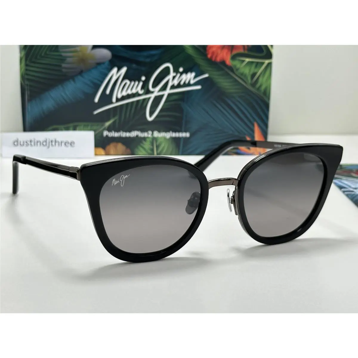 Maui Jim Wood Rose Black Gloss Polarized Grey Mirror Sunglass gs870-02