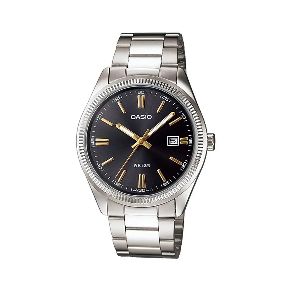 Casio MTP1302D-1A2V Men`s Standard Classic Stainless Steel Date Black Dial Watch