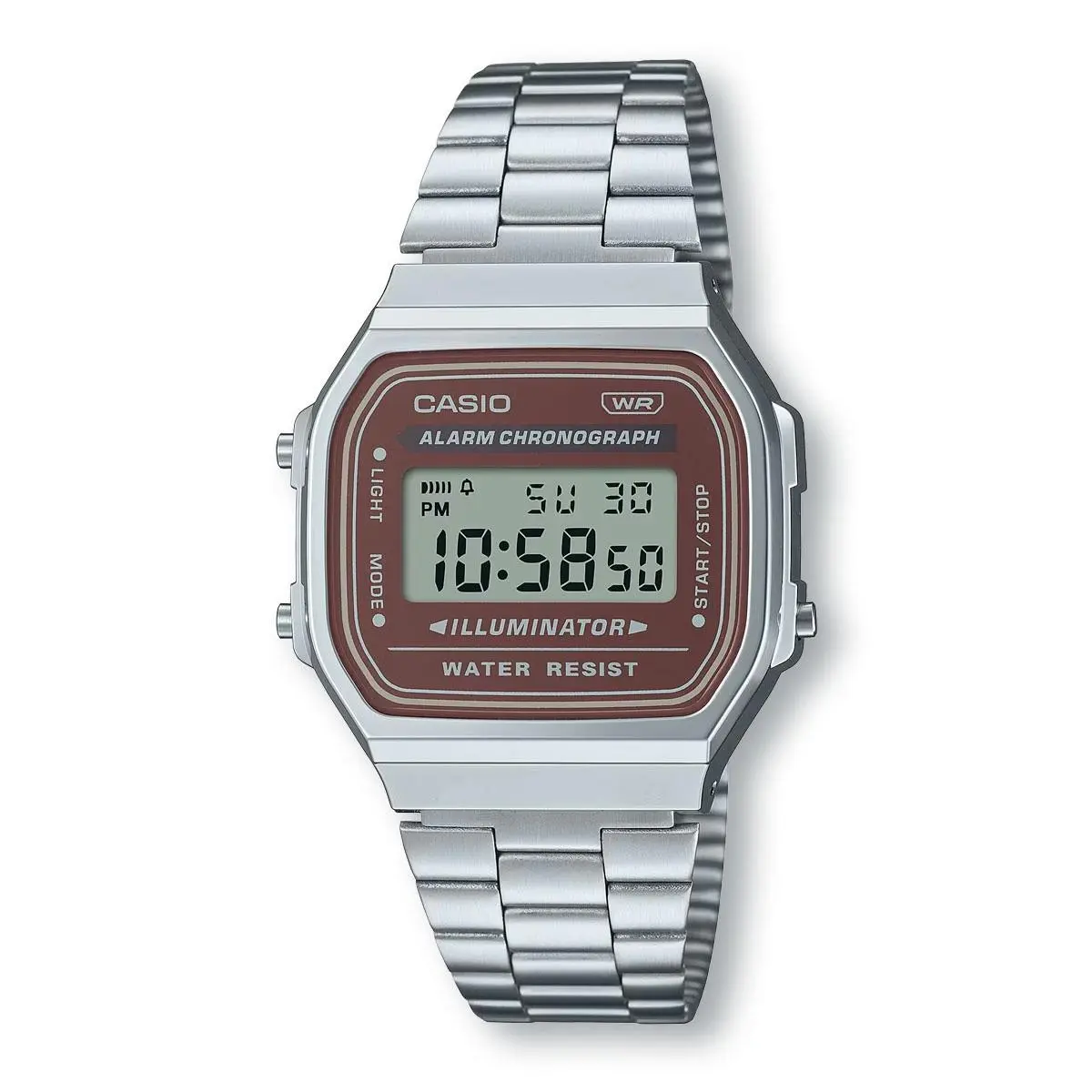 Casio A168WA-5A Digital Electro Luminescence Watch Brown Dial