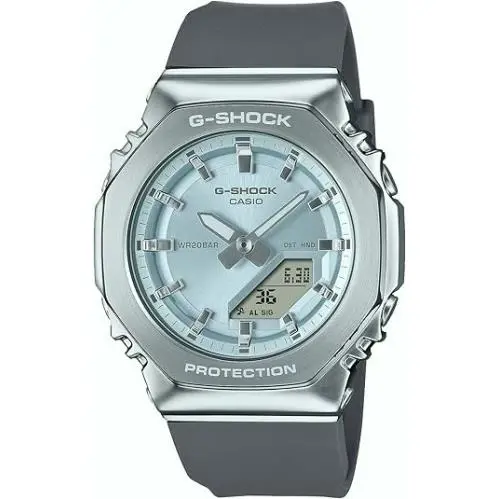 Casio G Shock GM S2110 2A Womens Analog Digital Watch Gray Blue 200M Waterproof