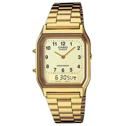 Casio AQ230GA-9B Men`s Casual Classic Analog Digital Gold Watch Alarm Stopwatch