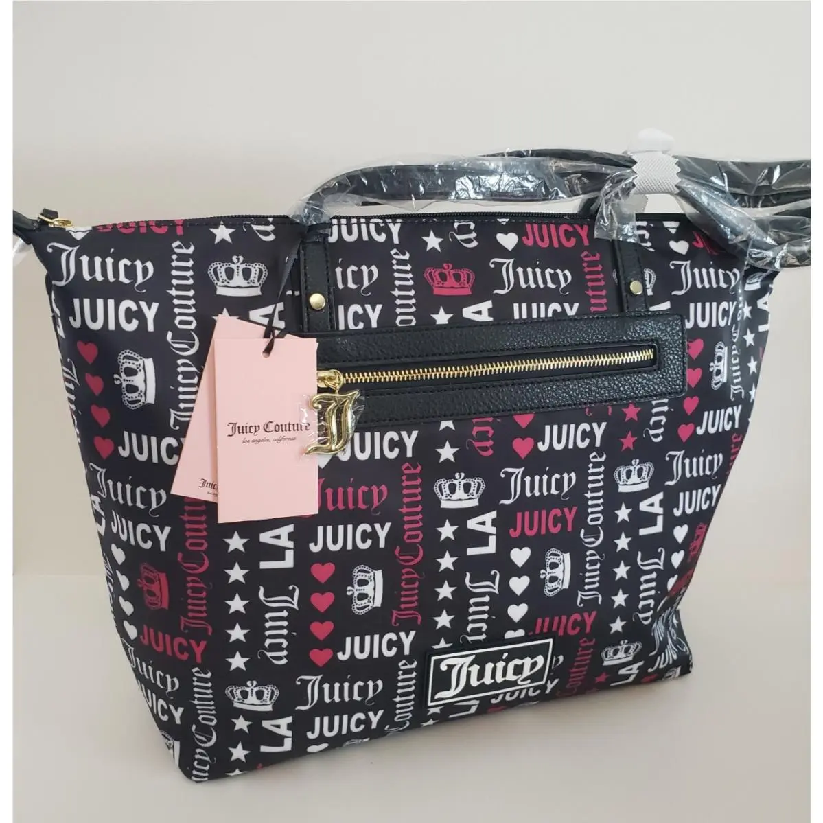Juicy Couture Black Multi Logo Good Sport Tote Bag Eco Recycled