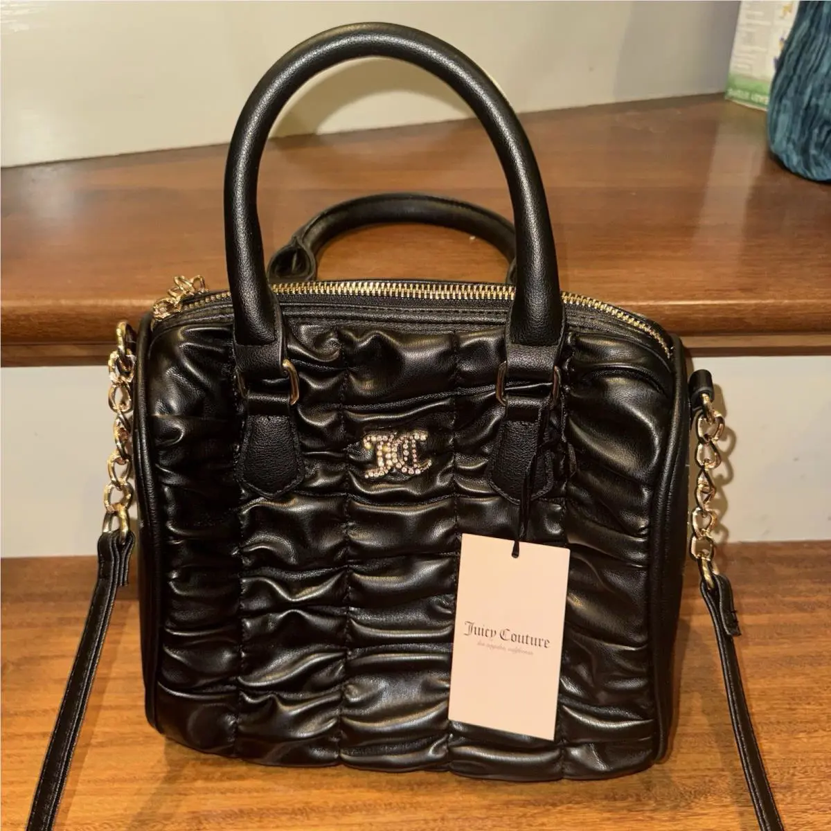 Juicy Couture Run The World Satchel Black Diamond Bag Purse Liquorice