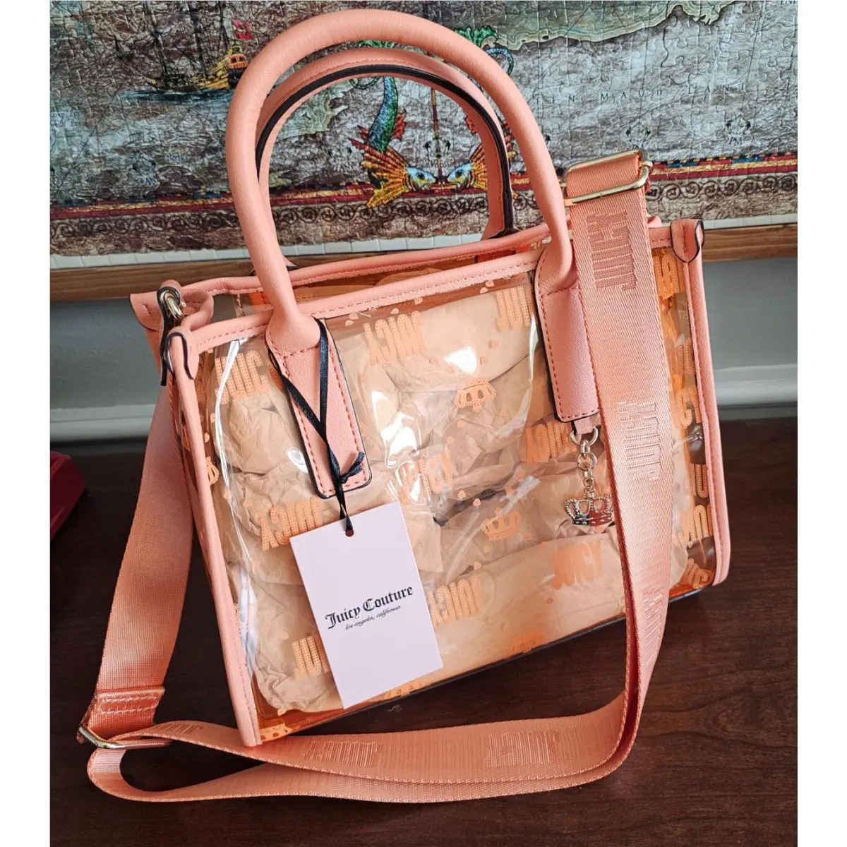 Juicy  Summer Break Clear Stadium Mini Tote Crossbody Bag Orange by Juicy Couture