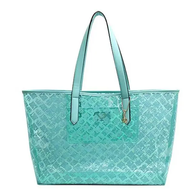 Juicy  Clear Logo Print Beach Aqua Tote Bag by Juicy Couture