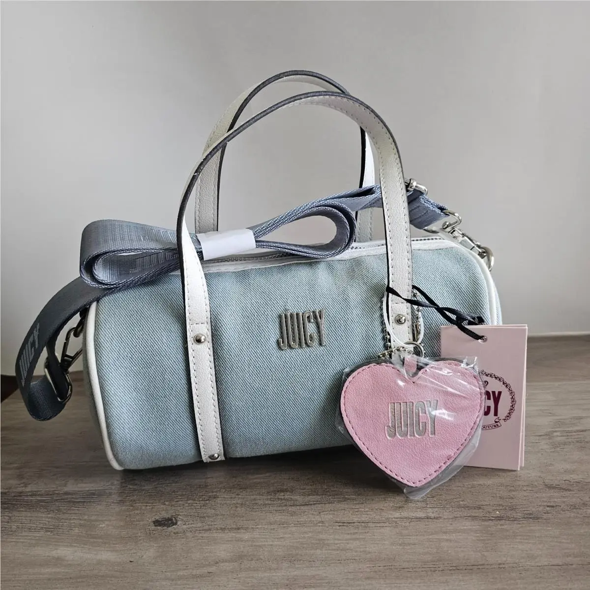 Juicy by Juicy Couture Roll In Mini Barrel Satchel Crossbody - Washed Denim