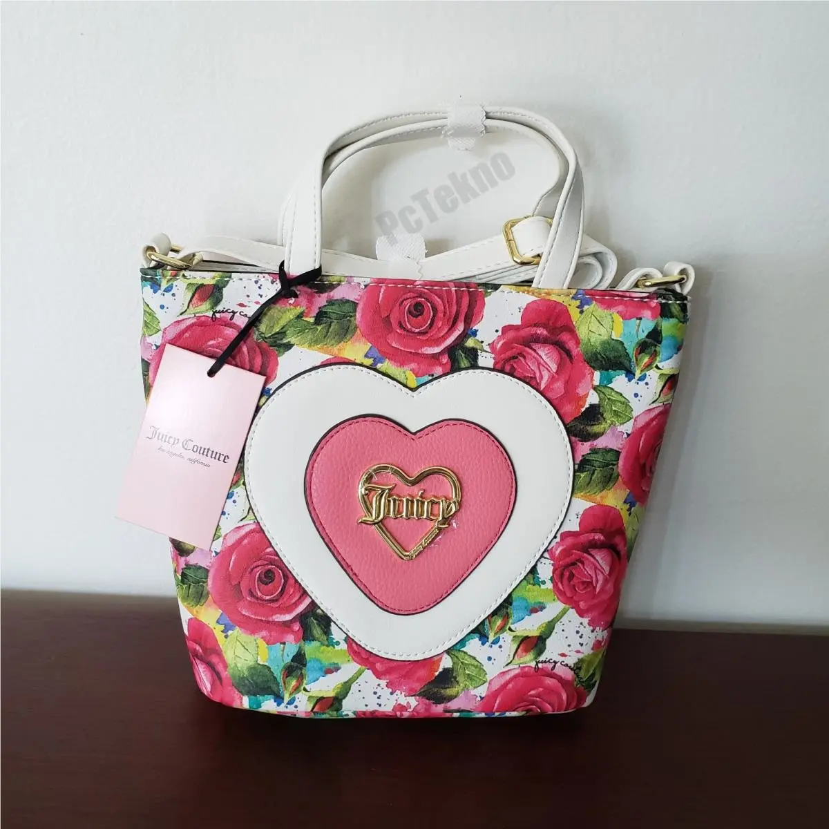 A Little Piece Of Heart Mini Shopper Crossbody Tote White Rose by Juicy Couture