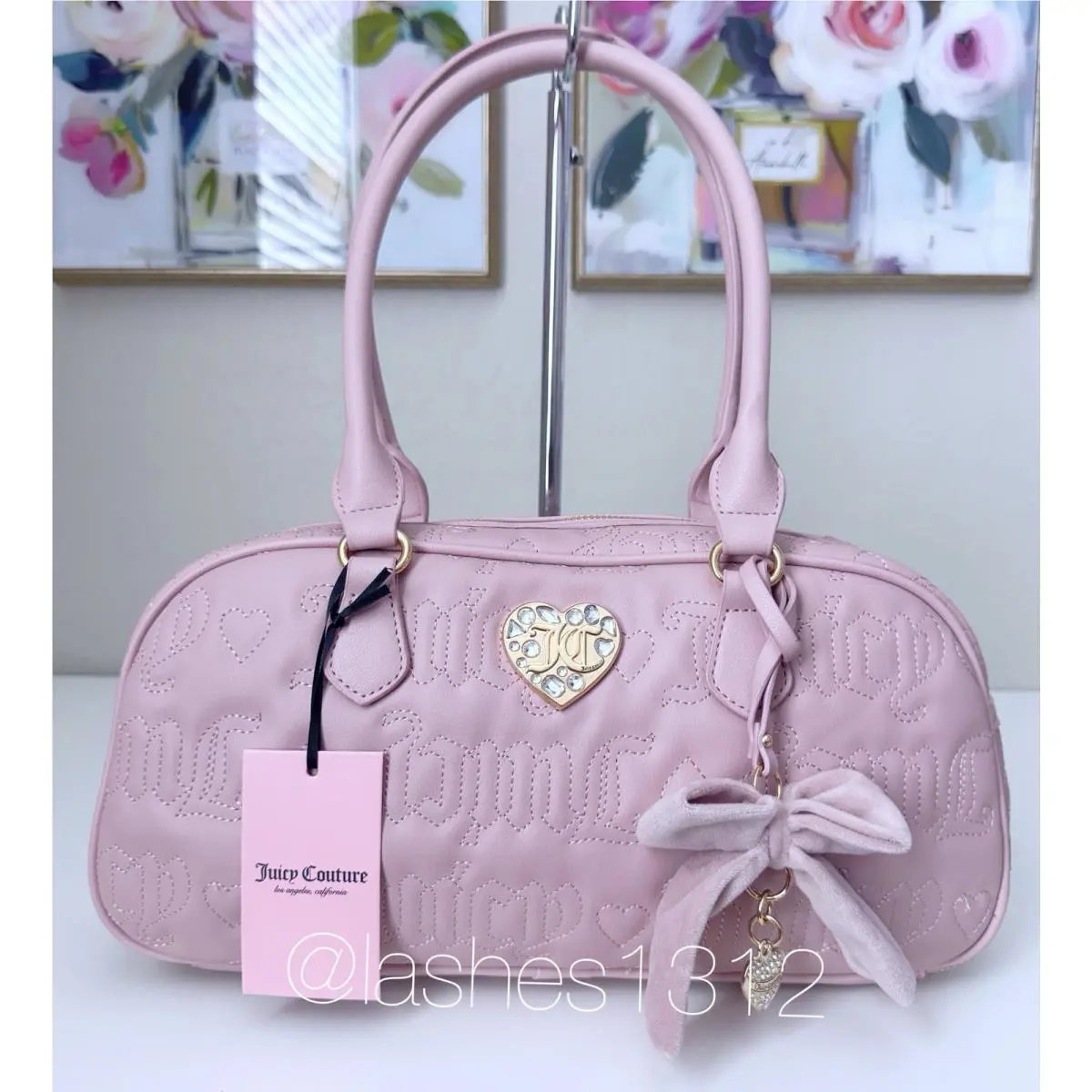 Juicy Couture Bag Lovely Girl Satchel with Coquette Bow - Pink