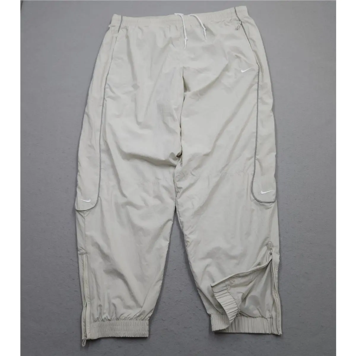Nike Solo Swoosh Track Pants Mens Xxl 2XL Loose Fit Taper Baggy Off White FB8620