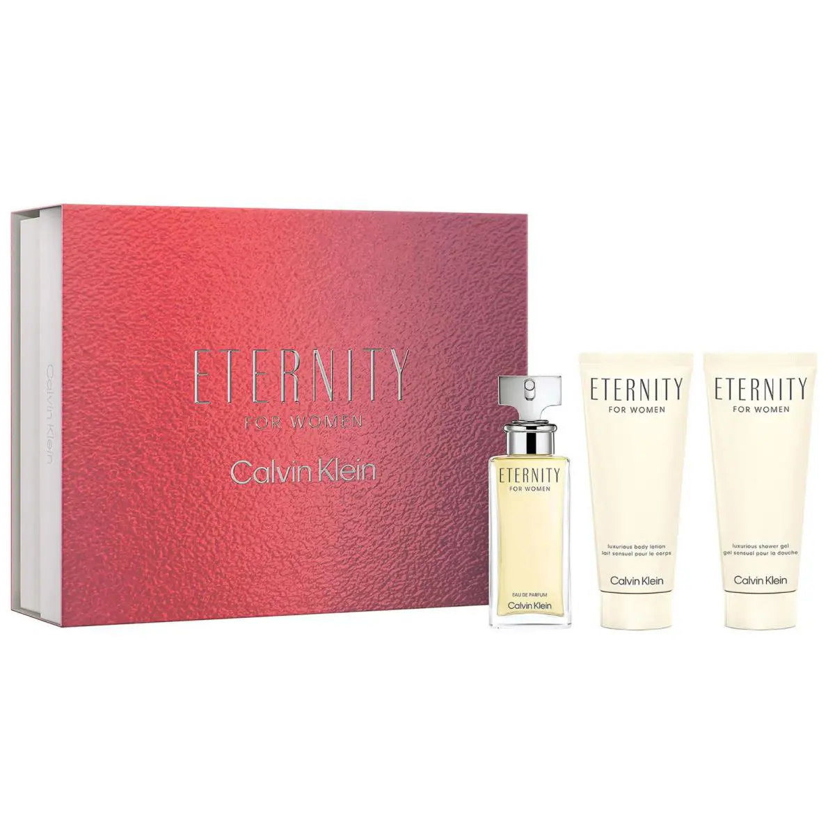 Eternity by Calvin Klein Set 3.3 oz Eau De Parfum + Edp Mini + Body Lotion 3.3