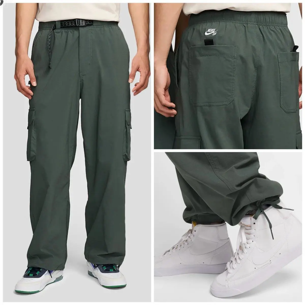 Nike SB Kearny Cargo Skateboard Skate Pants Size XS Vintage Green FV7347-338