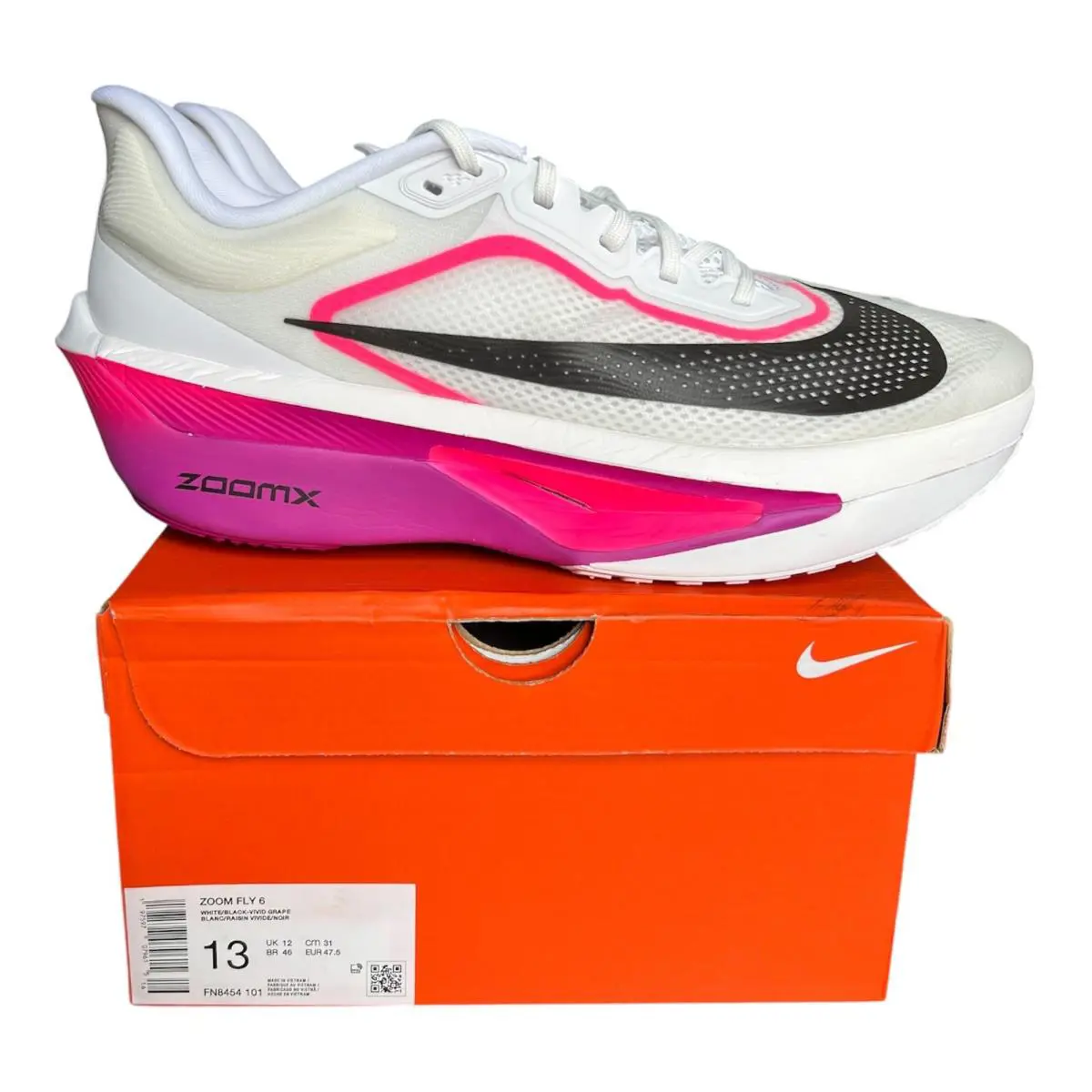 Nike Zoom Fly 6 Size 13 Men`s Running Shoes Vivid Grape Hyper Pink FN8454-101 - Multicolor