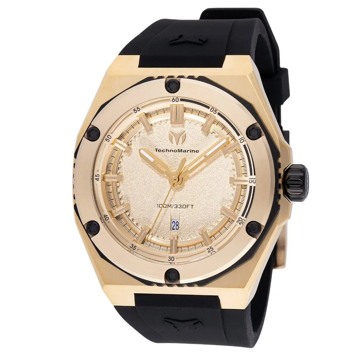 Technomarine Men`s TM-416069 Coral Quartz 3 Hand Gold Dial Watch by TechnoMarine