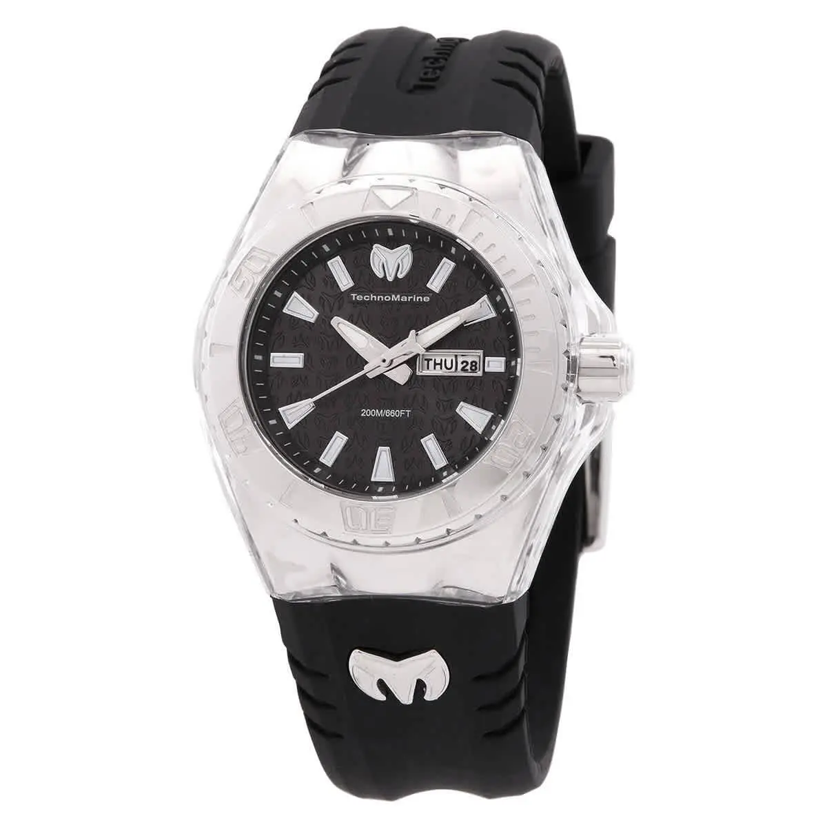 Technomarine Cruise Quartz Black Dial Ladies Watch TM-122015 - Dial: Black, Band: Black, Bezel: Silver-tone