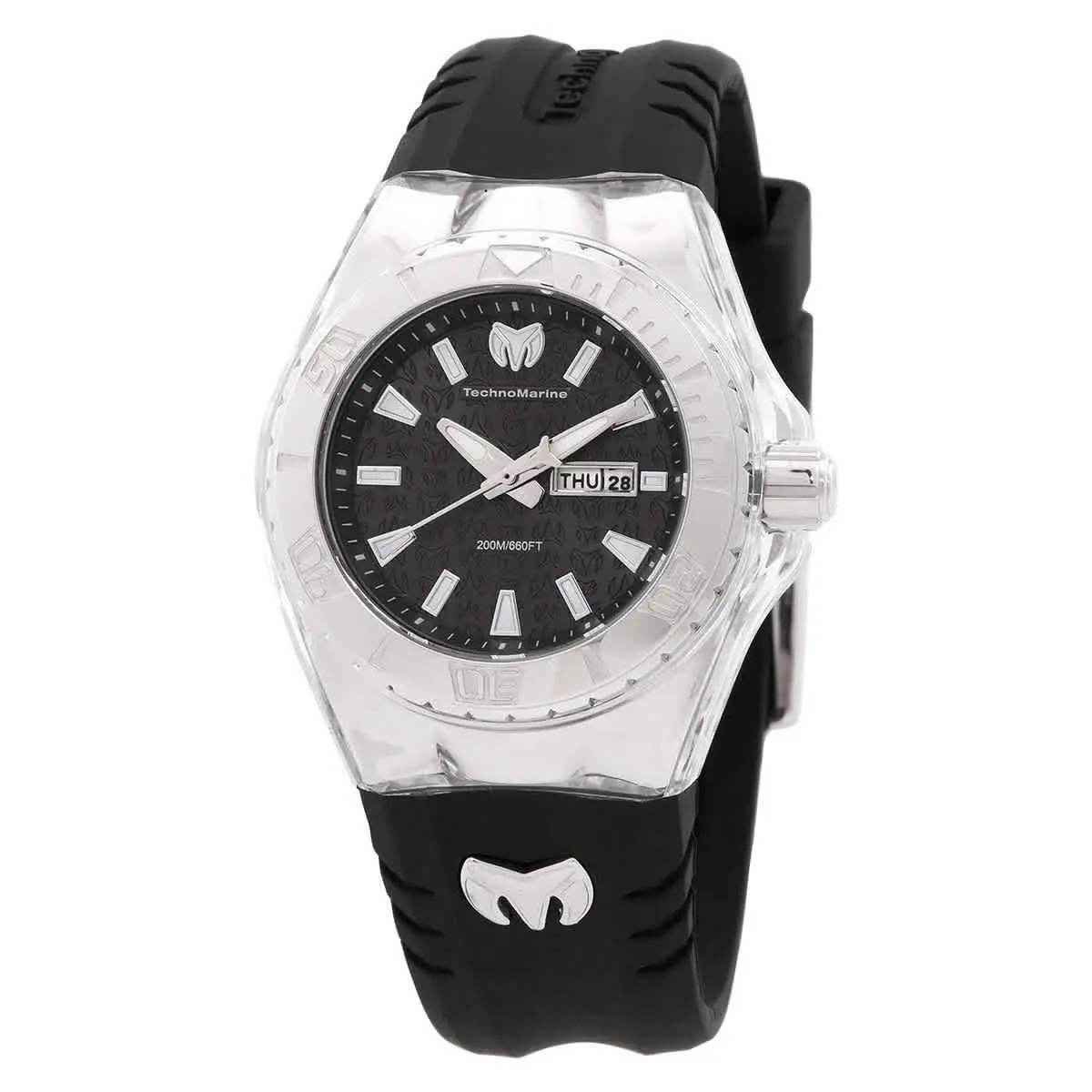 Technomarine Cruise Quartz Black Dial Ladies Watch TM-122015 - Dial: Black, Band: Black, Bezel: Silver-tone