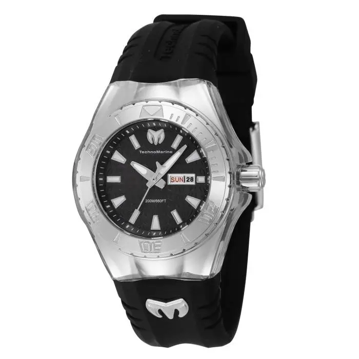 Technomarine Women`s Cruise Monogram 36.5mm Quartz Watch TM-122015 - Dial: Black, Band: Black, Other Dial: Black