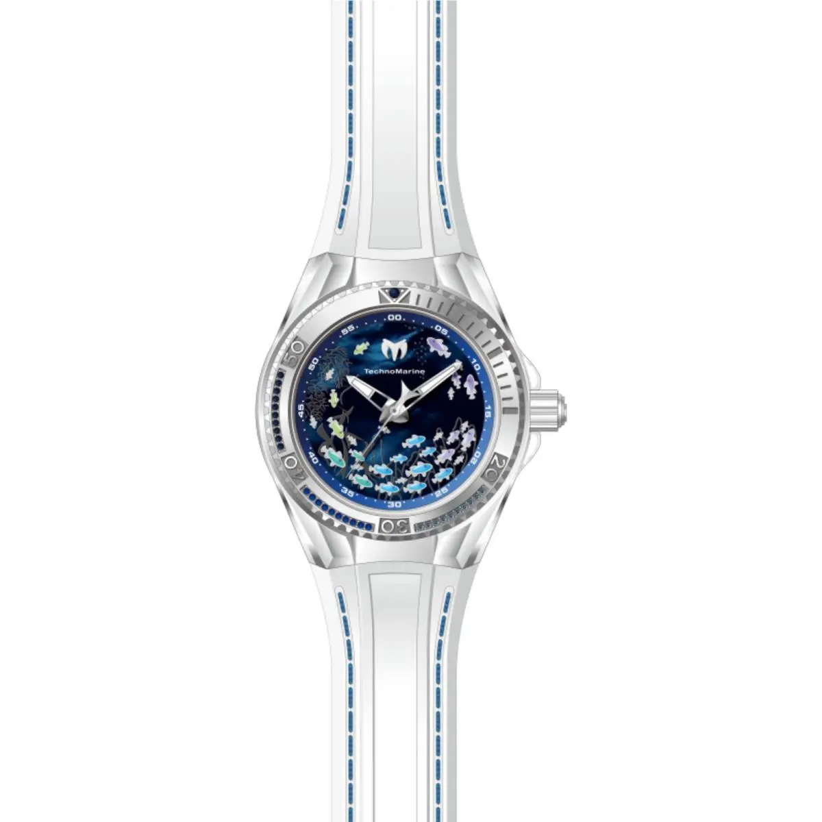 Technomarine Women`s Watch Cruise Dream Blue Mother of Pearl Dial TM-125007 - Dial: Blue, Mother of Pearl, Band: White