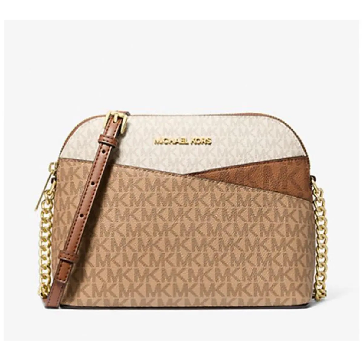 Jet Set Travel Color-block Signature Logo Crossbody Bag Camel by Michael Kors