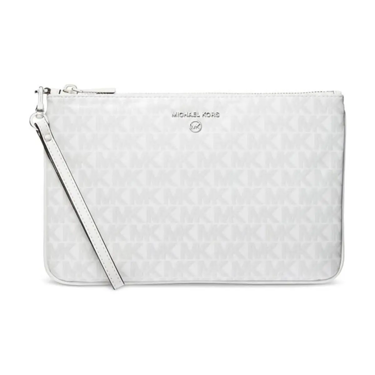 Jet Set Charm Large Top Zip Wristlet One Size Optic White/Alum by Michael Kors