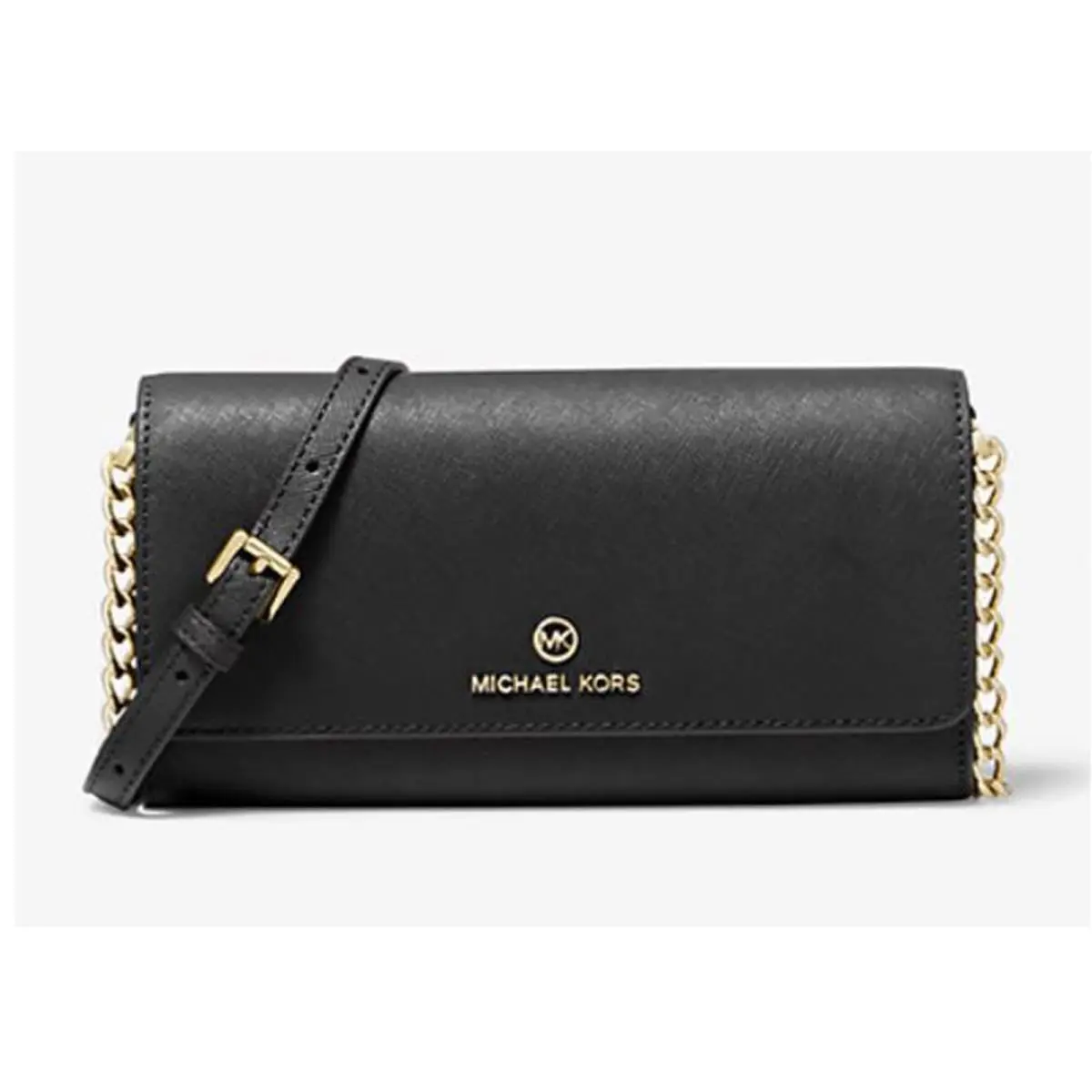 Small Saffiano Leather Convertible Crossbody Bag Black by Michael Kors