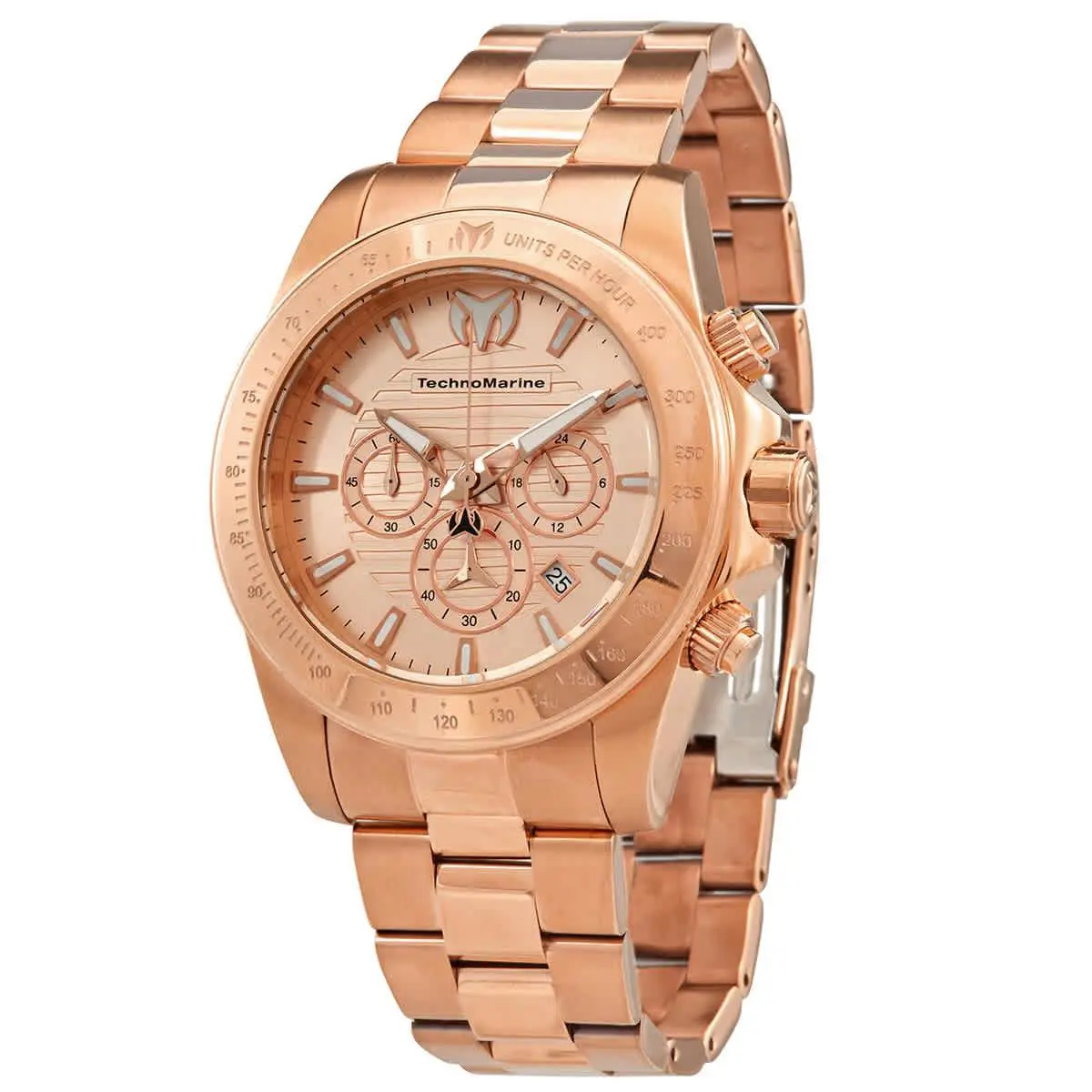 Technomarine Manta Ray Chronograph Rose Gold Dial Men`s Watch TM-220138 - Dial: Rose, Band: Rose Gold-tone, Bezel: Rose Gold-tone
