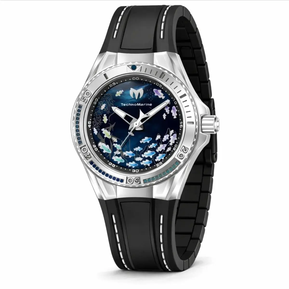 Technomarine Women`s Watch Cruise Dream Blue Mop Dial Black Strap TM-125008 40mm
