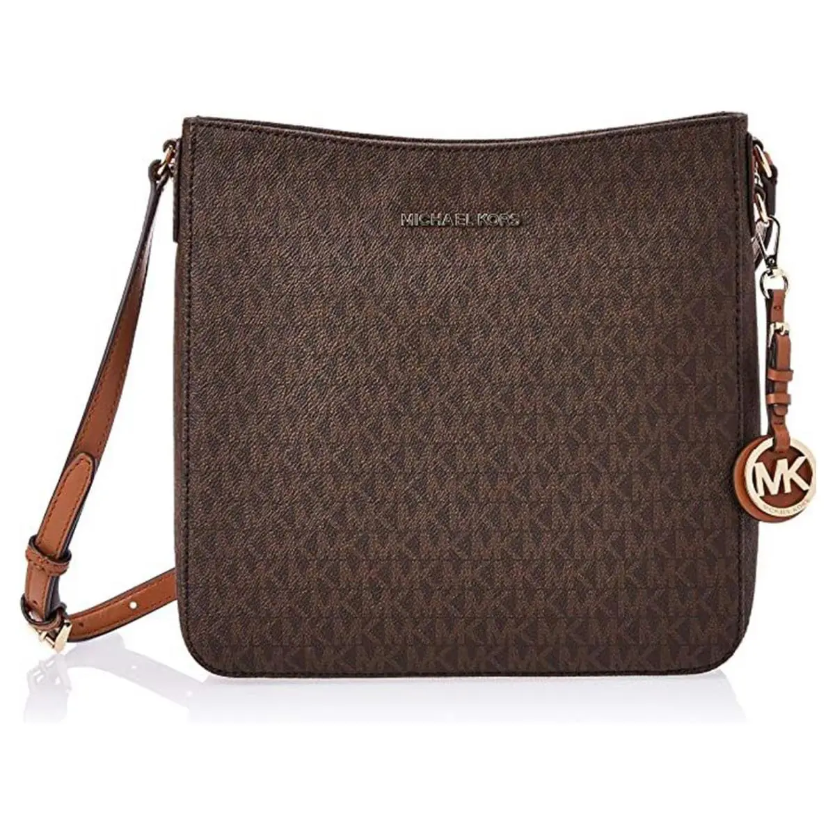 Michael Kors Women`s Coated Canvas Pvc Logo Messenger Bag - Brown, Exterior: Arizona Brown