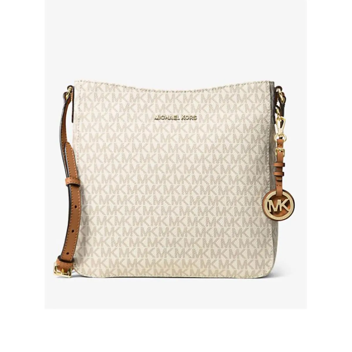 Women`s Coated Canvas Pvc Logo Messenger Bag Vanilla by Michael Kors