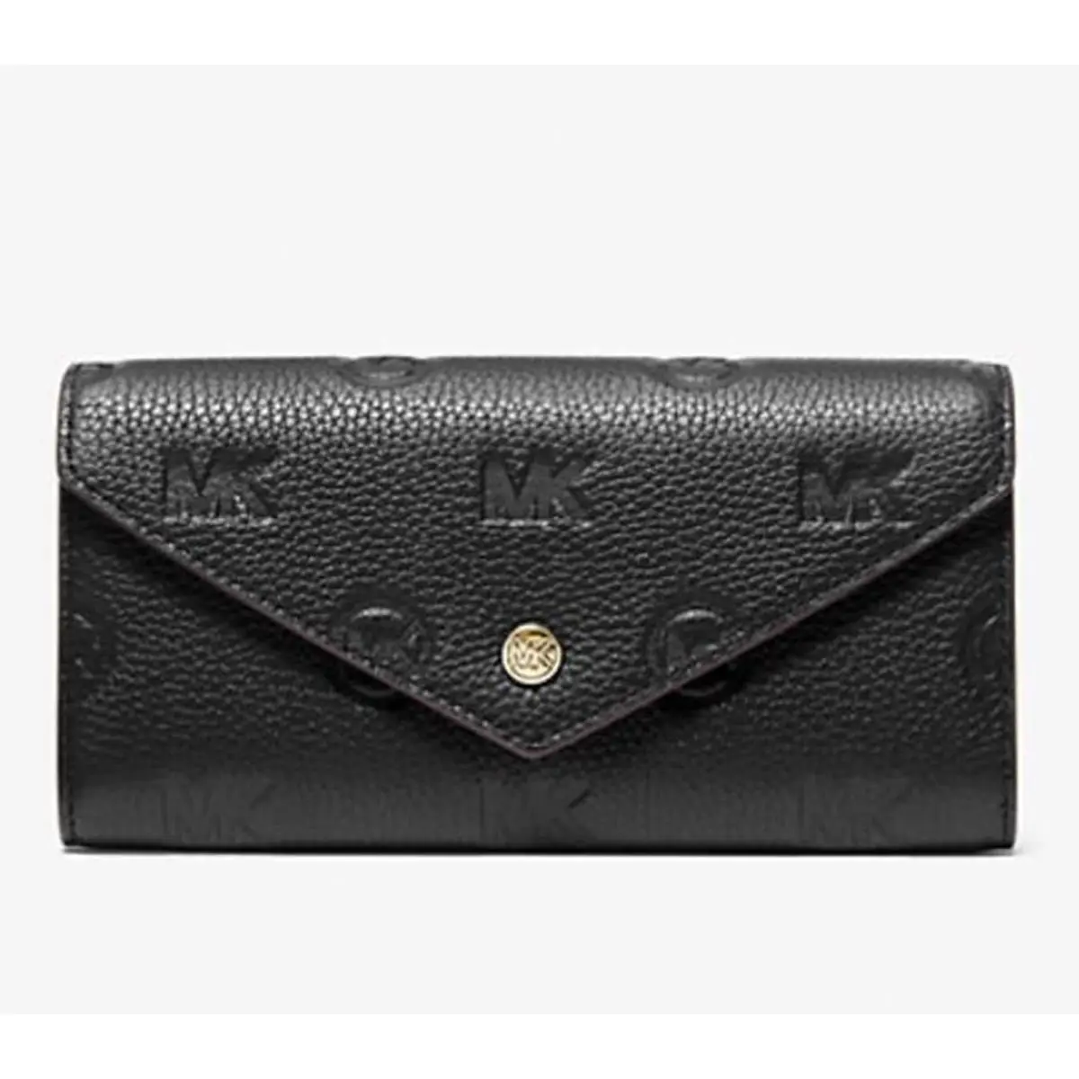 Womens Jet Set Travel Large Logo Embossed Leather Envelope Wallet Black by Michael Kors