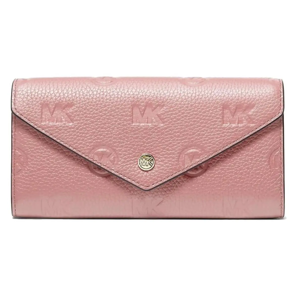 Womens Jet Set Travel Large Logo Embossed Leather Envelope Wallet Prim Rose by Michael Kors