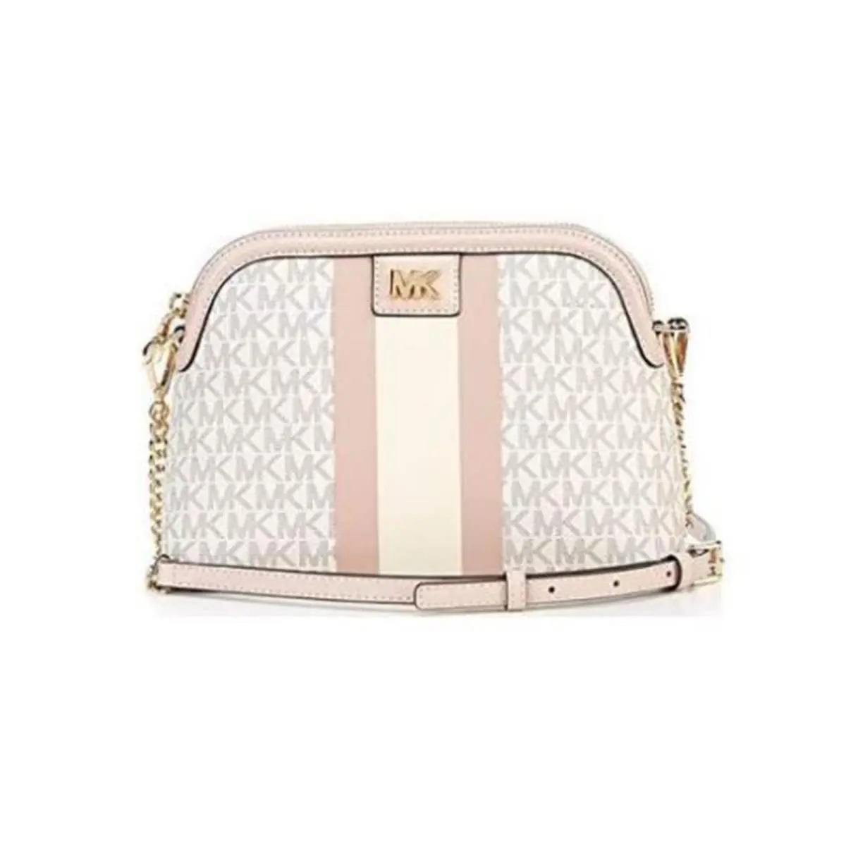 Ladies Logo Print Dome Crossbody Bag Vanilla/Sftpink by Michael Kors