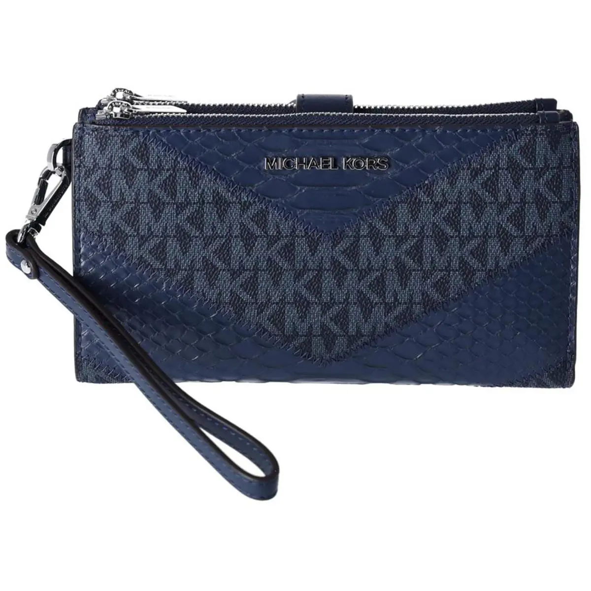 Michael Kors Jet Set Travel Large Double Zip Wallet MK Signature Multi Python De