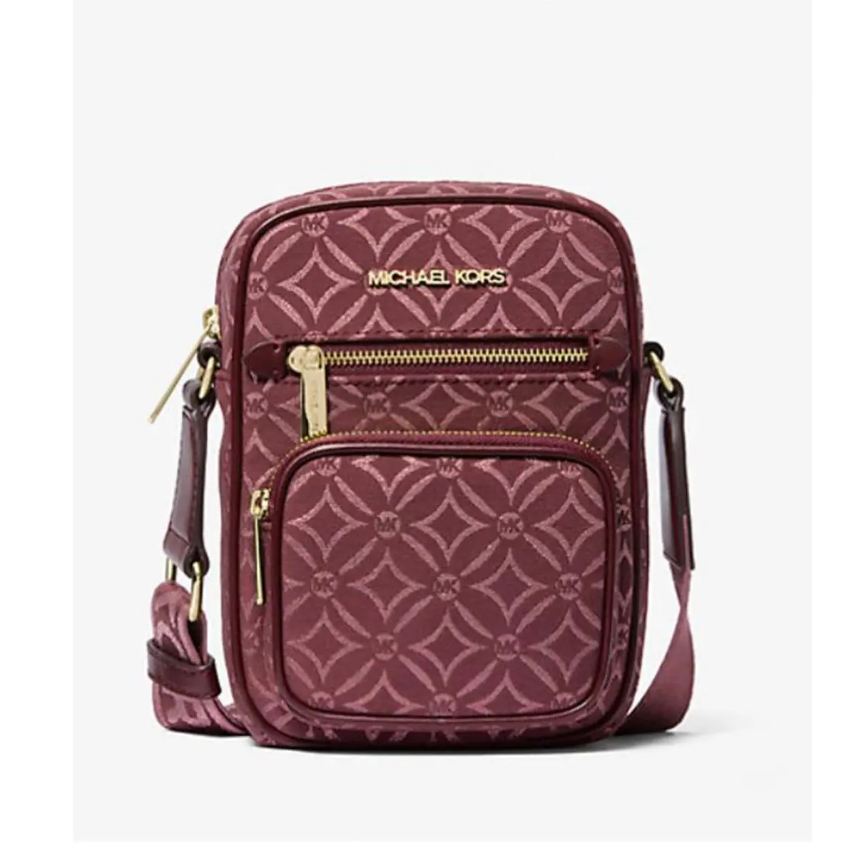 Jet Set Medium Signature Logo Crossbody Bag Oxblood by Michael Kors