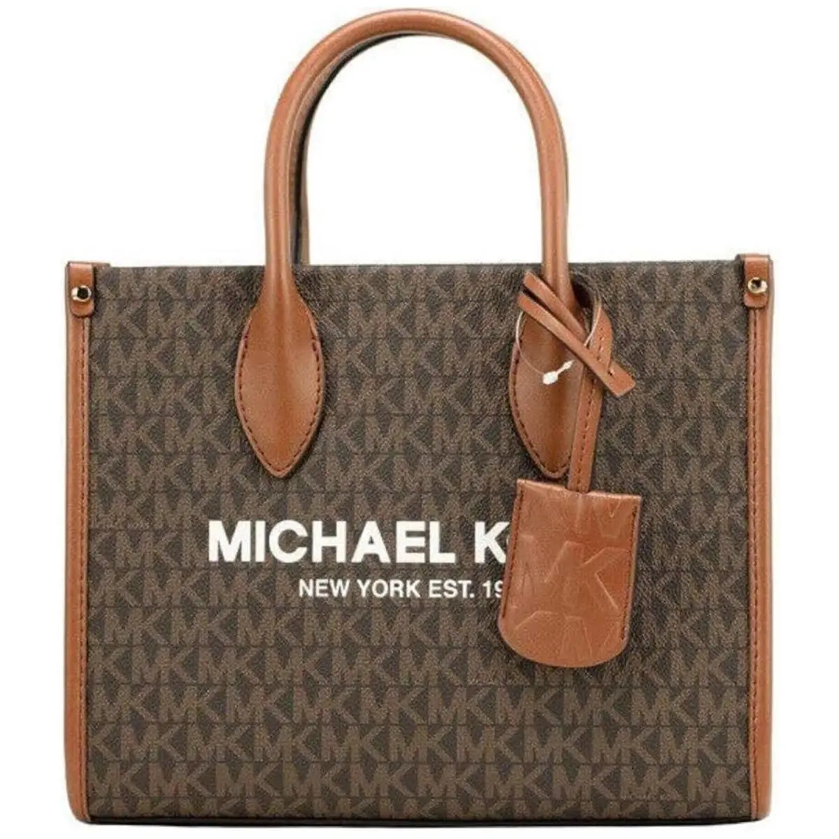 Mirella Small Pvc Top Zip Shopper Tote Crossbody Women`s Brown by Michael Kors