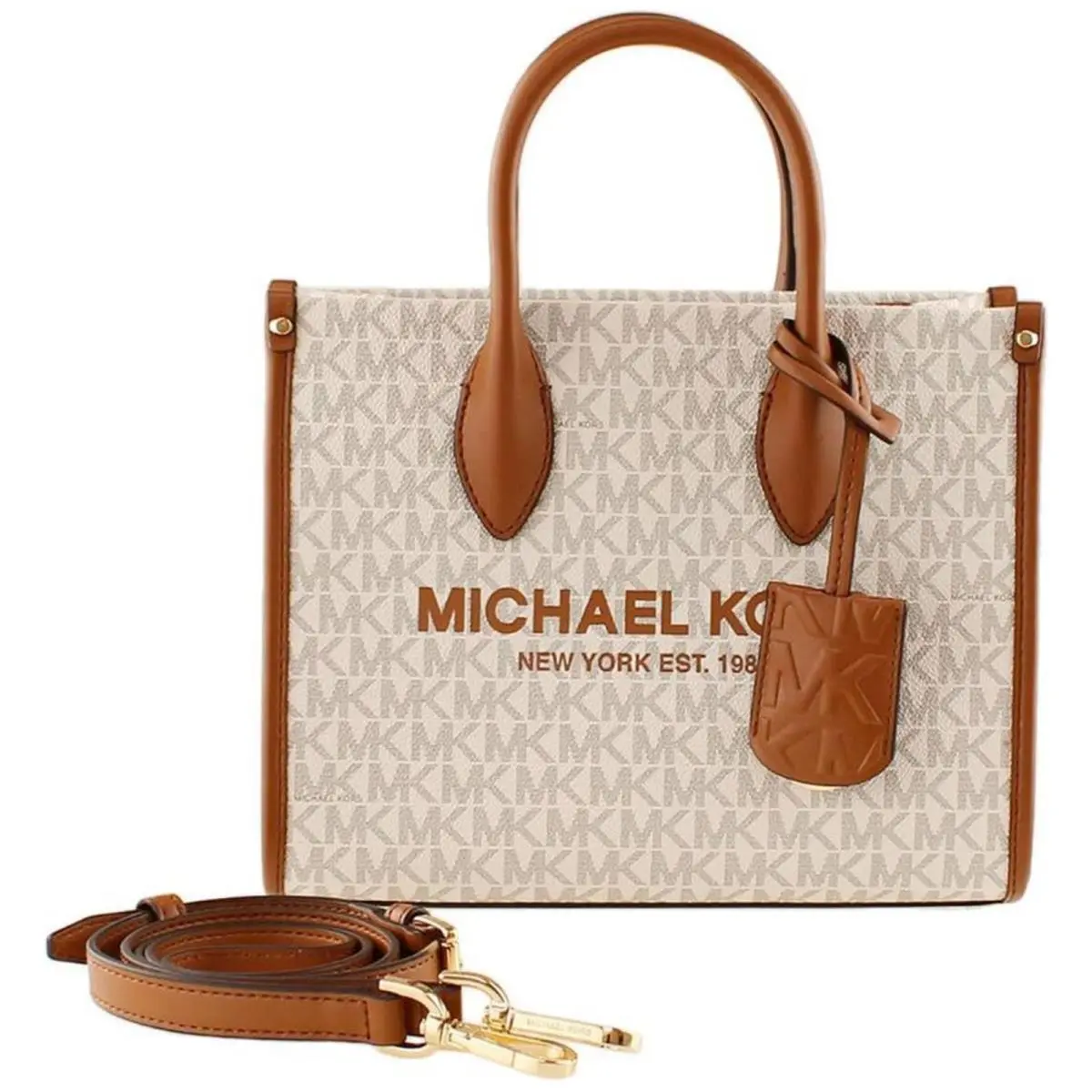 Mirella Small Pvc Top Zip Shopper Tote Crossbody Women`s Vanilla by Michael Kors