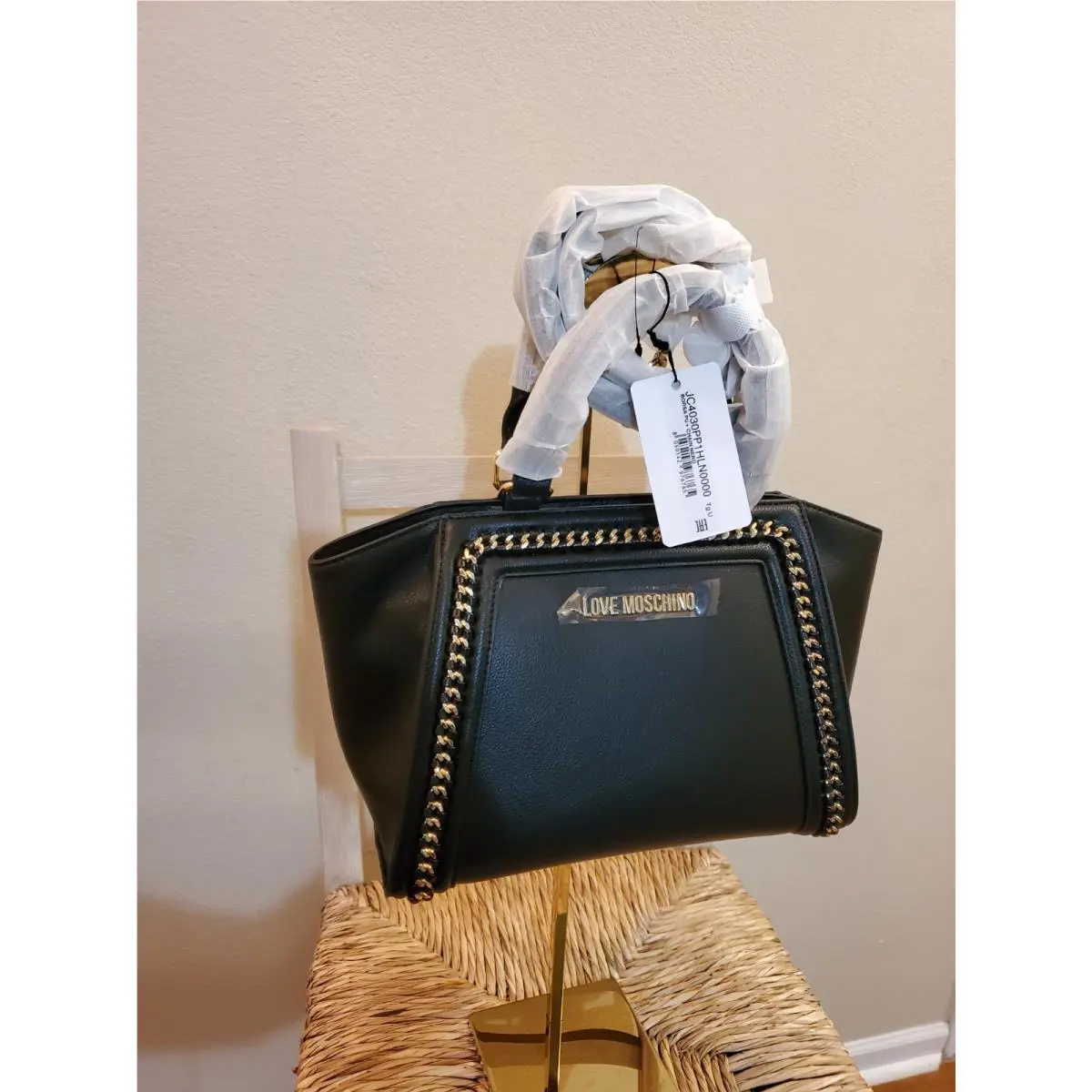 Love Moschino Gold Chain Link Two Way Handbag Dust Bag