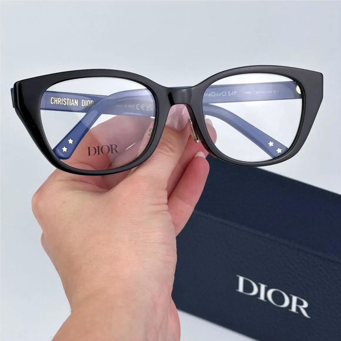 Dior Women Eyeglasses Black Blue Demo Round Laparisiennedioro S3F 1000
