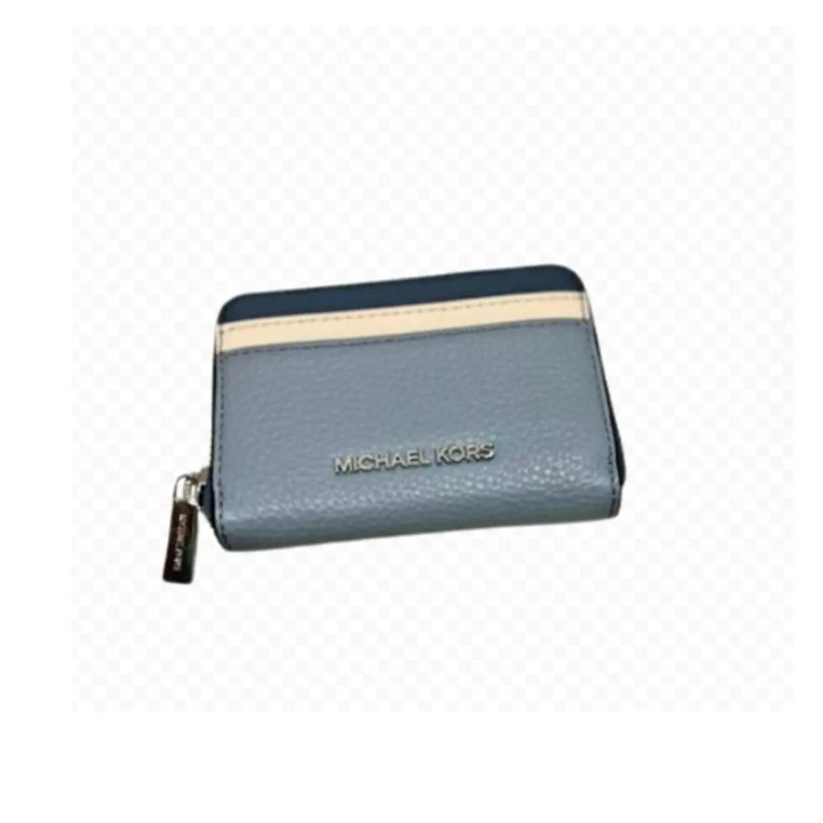Michael Kors Jet Set Travel Signature Medium Zip Around Card Case Wallet Pale Bl