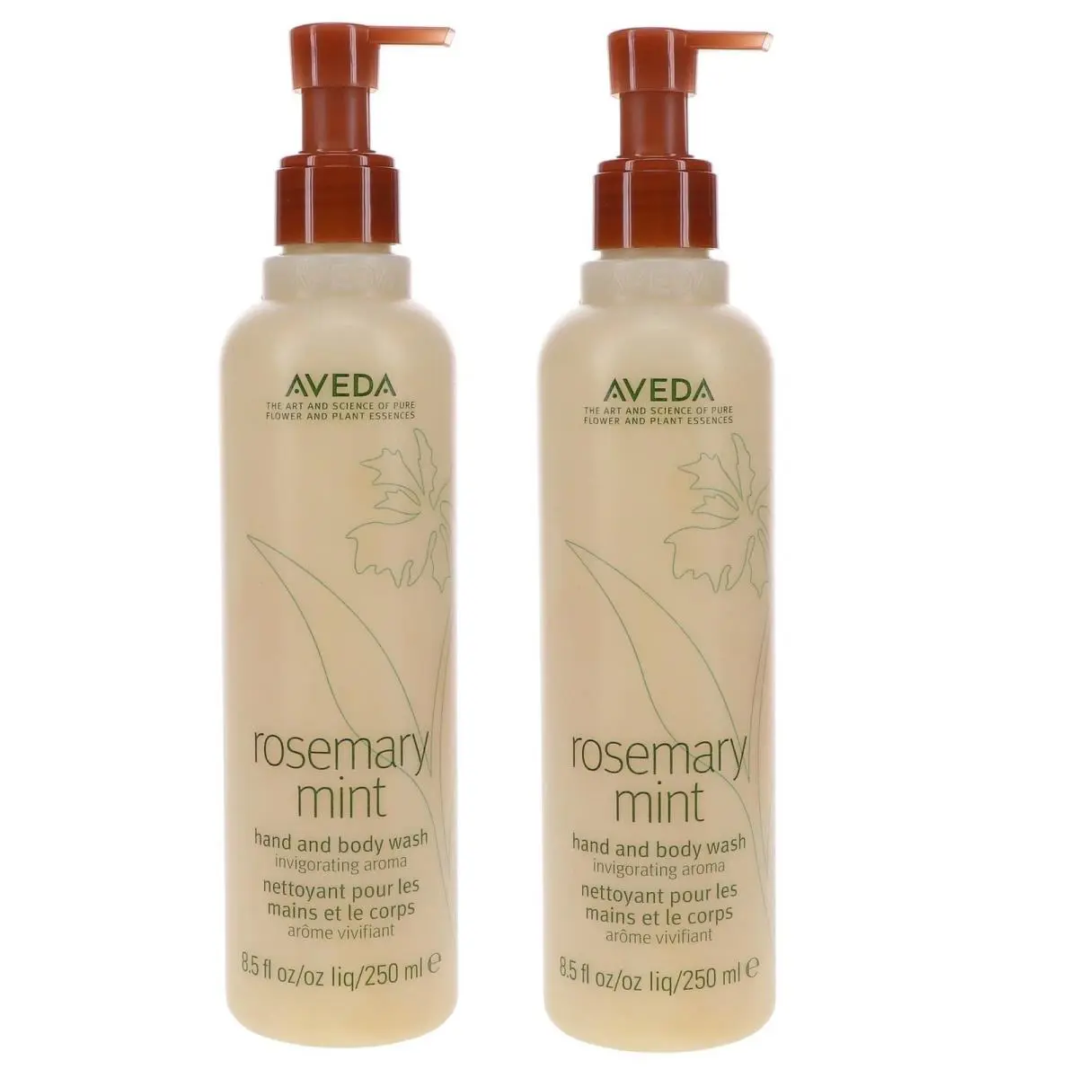 Aveda Lot 2 Rosemary Mint Hand Body Wash with Pump 8.5oz Each