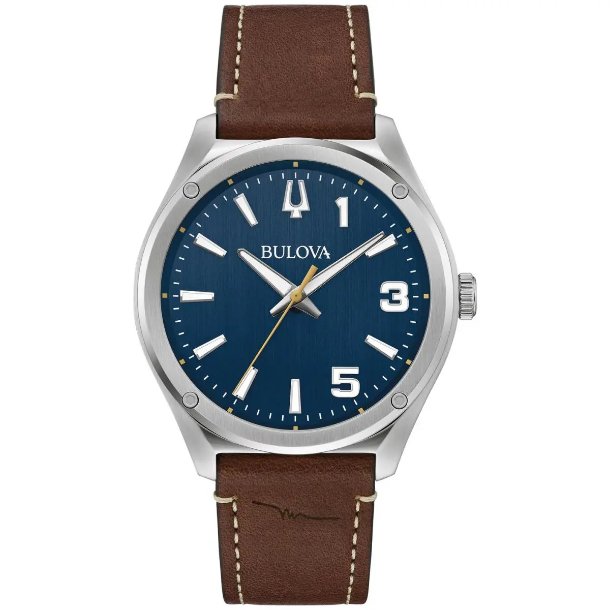 Bulova Marc Anthony Sport Strap Quartz Watch Steel Sapphire Crystal Blue Brown by Caravelle