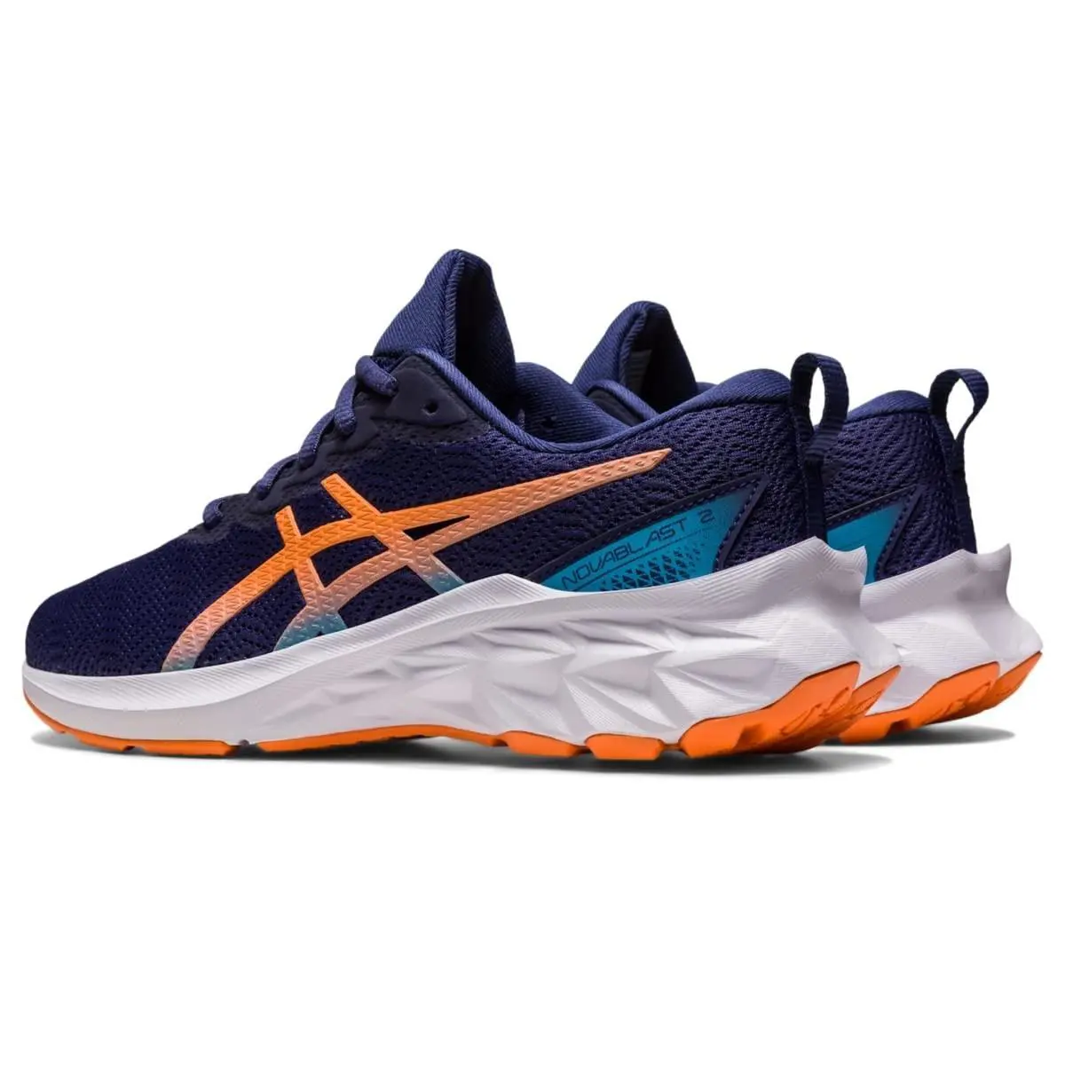Asics Kid`s Novablast 2 GS Running Shoes Size 5 US Indigo Blue/sun Peach