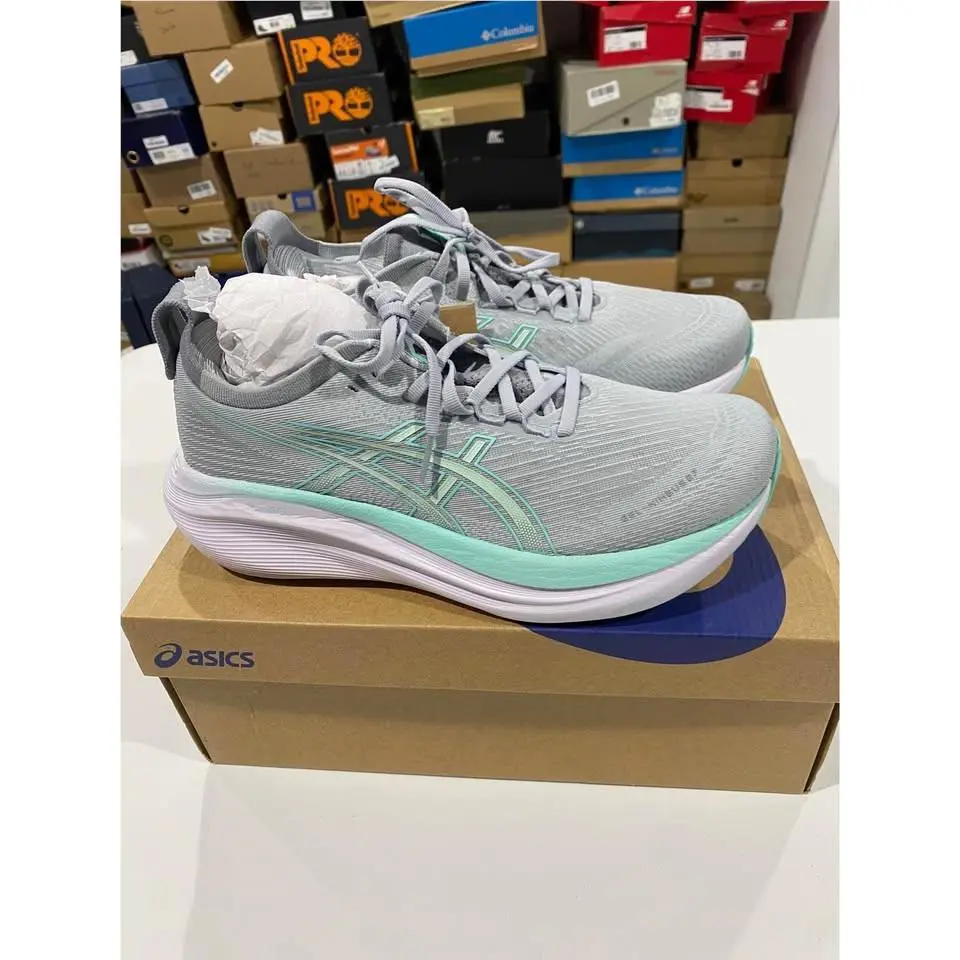 Asics Women`s Gel-nimbus 27 Running Shoe 9.5 Piedmont Grey/illuminate Mint