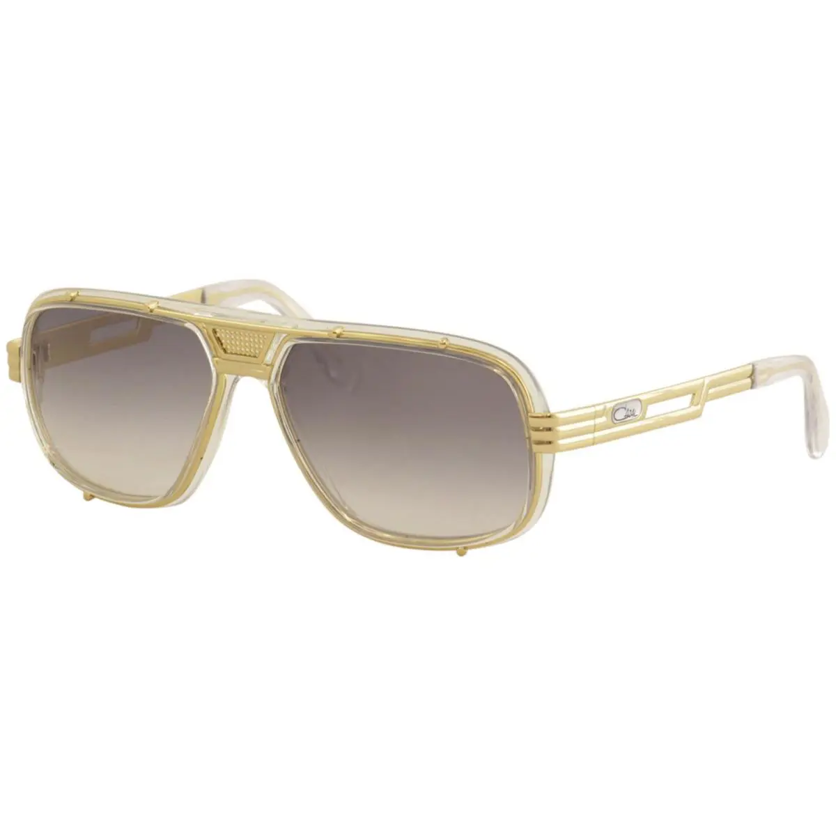 Cazal Legends Men`s 665 004 Crystal/gold Retro Pilot Sunglasses 60mm - Frame: Clear, Lens: Gray