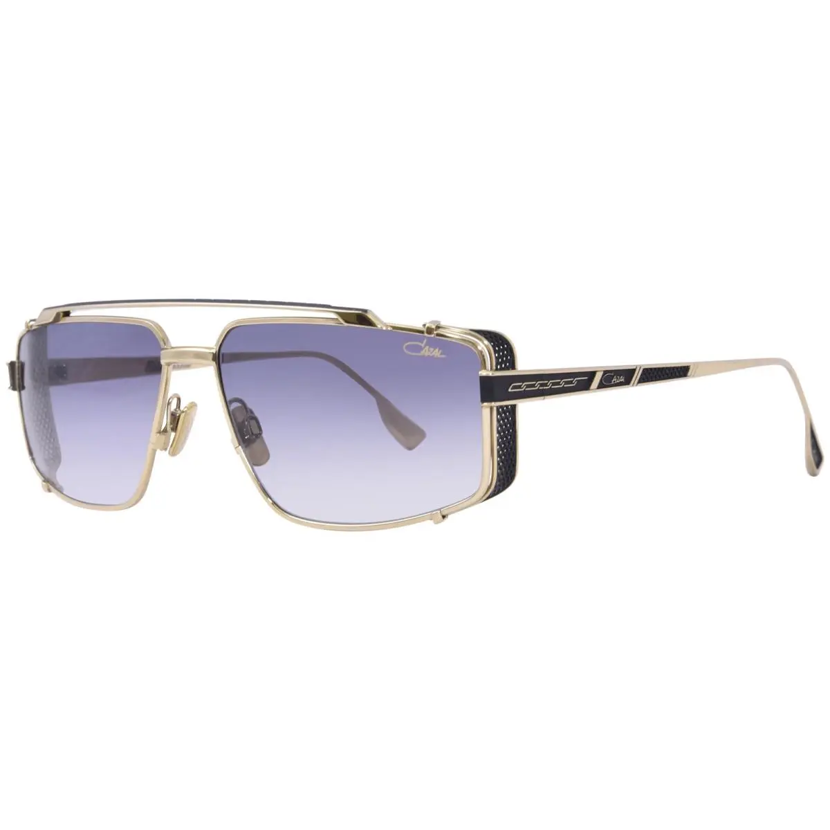 Cazal 756/3 001 Sunglasses Men`s Black/gold/grey Gradient Rectangle Shape 63mm