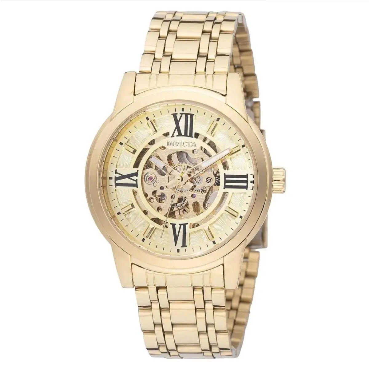 Invicta Men`s Watch Objet D Art Automatic Gold Tone Skeleton Dial Bracelet 69129